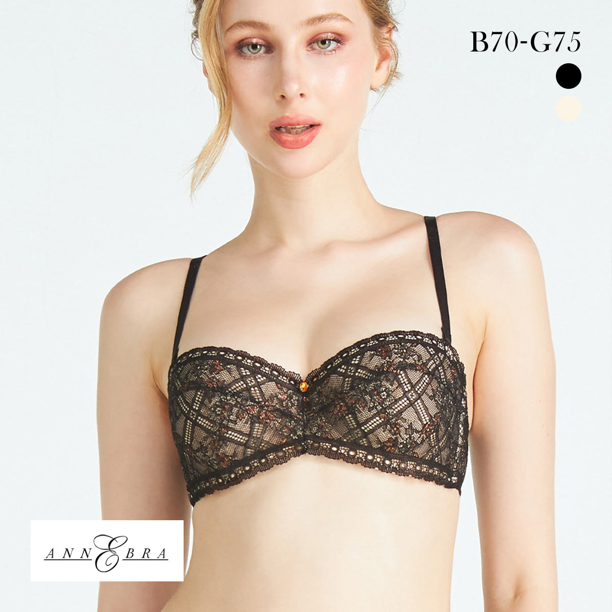 アンブラ Grace ストラップレス デコルテメイク ブラジャー ANNEBRA(BK-ブラック-B70)