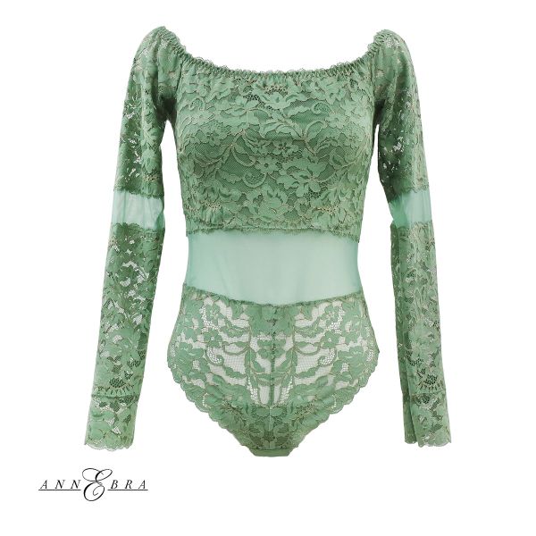 アンブラ ANNEBRA Playful オフショルレースボディスーツ テディ ランジェリー 総レース カップ付き