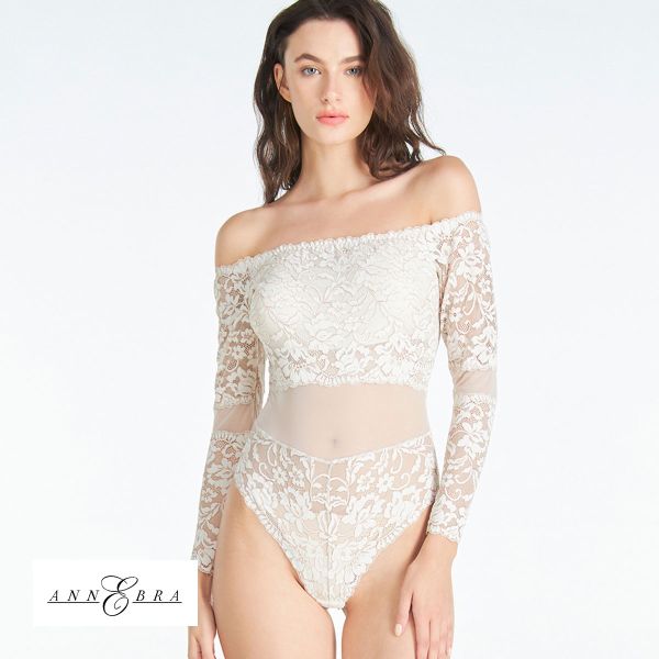 アンブラ ANNEBRA Playful オフショルレースボディスーツ テディ ランジェリー 総レース カップ付き