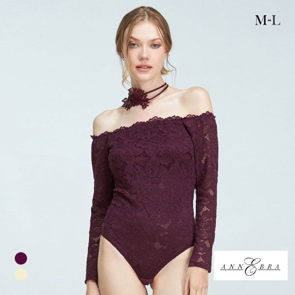 アンブラ Harmony in Bloom チョーカー付き オフショルレースボディスーツ テディ ANNEBRA