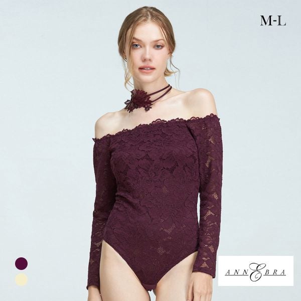 アンブラ Harmony in Bloom チョーカー付き オフショルレースボディスーツ テディ ANNEBRA