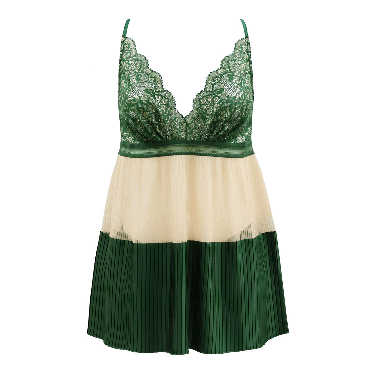 アンブラ ANNEBRA Olive シアーベビードール＆ショーツ セットアップ ルームウェア(GR-グリーン-M)