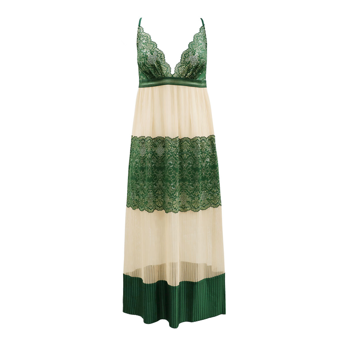 アンブラ ANNEBRA Olive シアー ロング ワンピース ランジェリー スリップ ルームウェア(GR-グリーン-M)