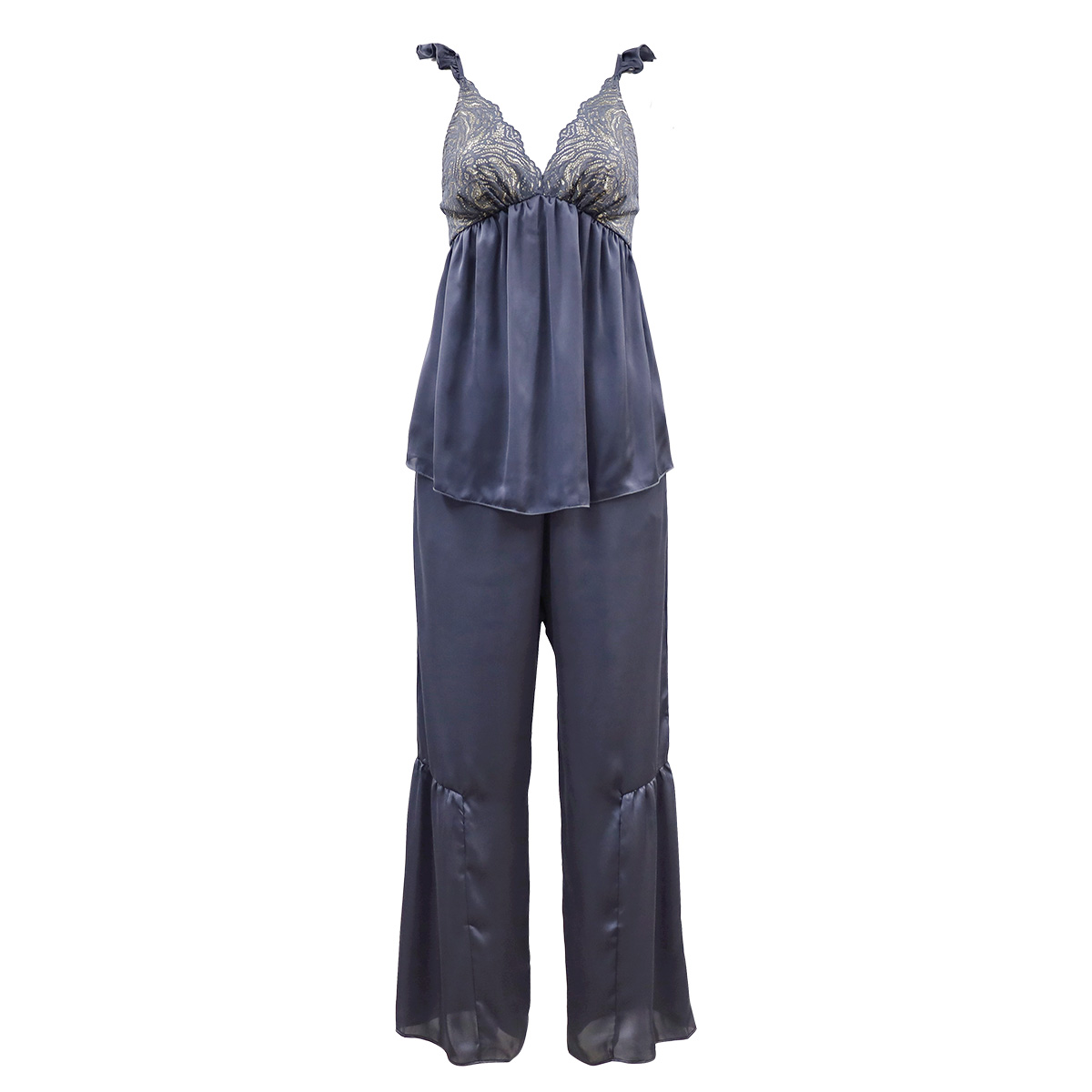 アンブラ ANNEBRA Vintage ルームウェア ロングパンツセットアップ 上下セット(GY-グレー-M)