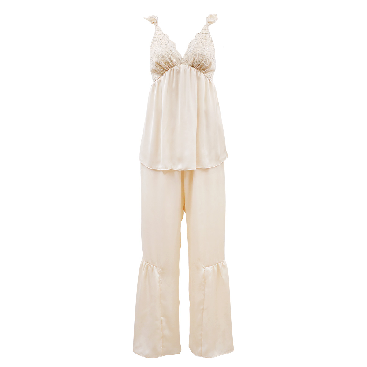 アンブラ ANNEBRA Vintage ルームウェア ロングパンツセットアップ 上下セット(IV-アイボリー-M)