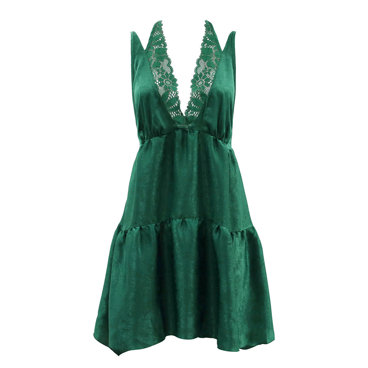 アンブラ ANNEBRA Sensual ティアード ベビードール ルームウェア セクシー ランジェリー インポート プレゼント 彼女 下着 海外(GR-グリーン-M)