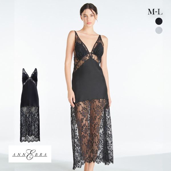 アンブラ ANNEBRA Luxurious レース切り替えロングドレス ルームウェア カップ付き