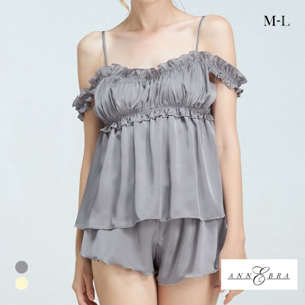 アンブラ Cafe ギャザーオフショル ショートパンツ セットアップ キャミソール ルームウェア パジャマ ANNEBRA