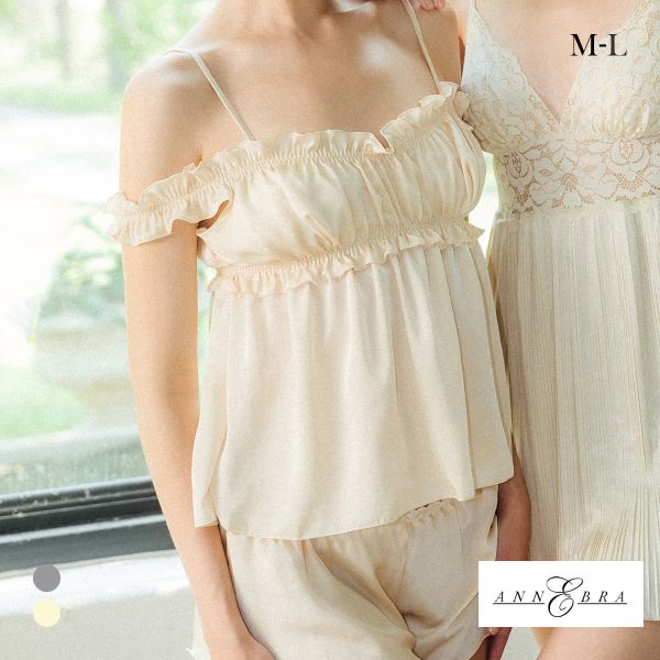 アンブラ Cafe ギャザーオフショル ショートパンツ セットアップ キャミソール ルームウェア パジャマ ANNEBRA