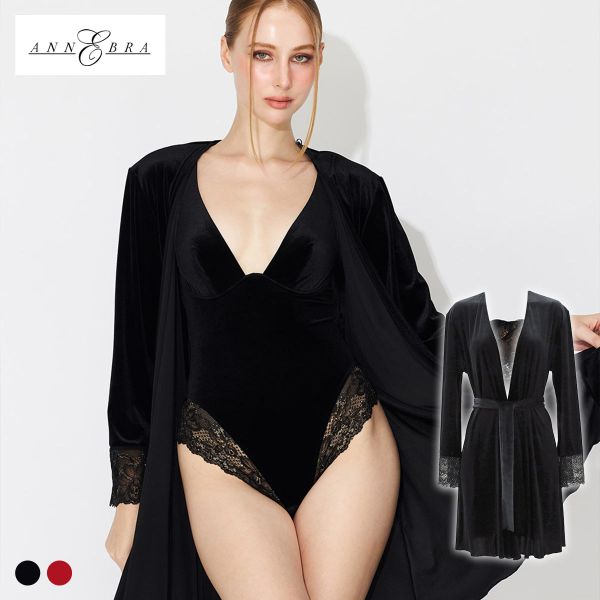 アンブラ Velvet Sin ベロア×レース ガウン レディース セクシー ルームウェア ANNEBRA