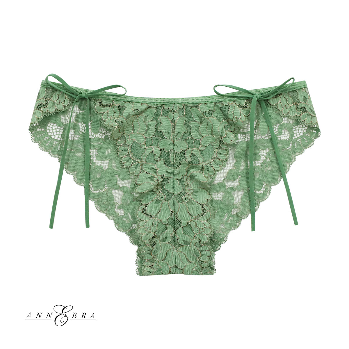 アンブラ ANNEBRA Playful ノーマル サイドリボン レースショーツ 総レース 単品(GR-グリーン-M)