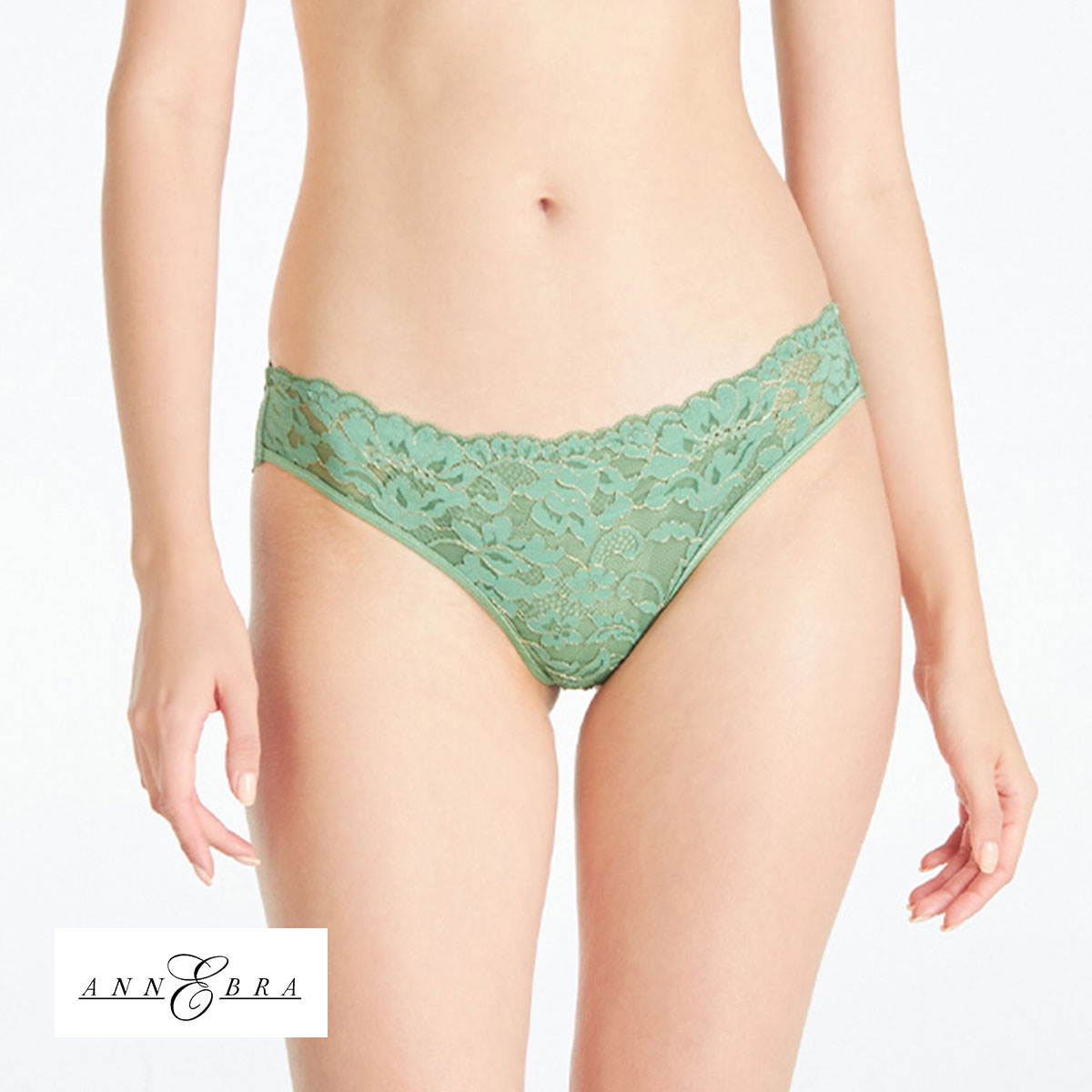 アンブラ ANNEBRA Playful バックオープンデザイン レースショーツ 総レース 単品(GR-グリーン-M)