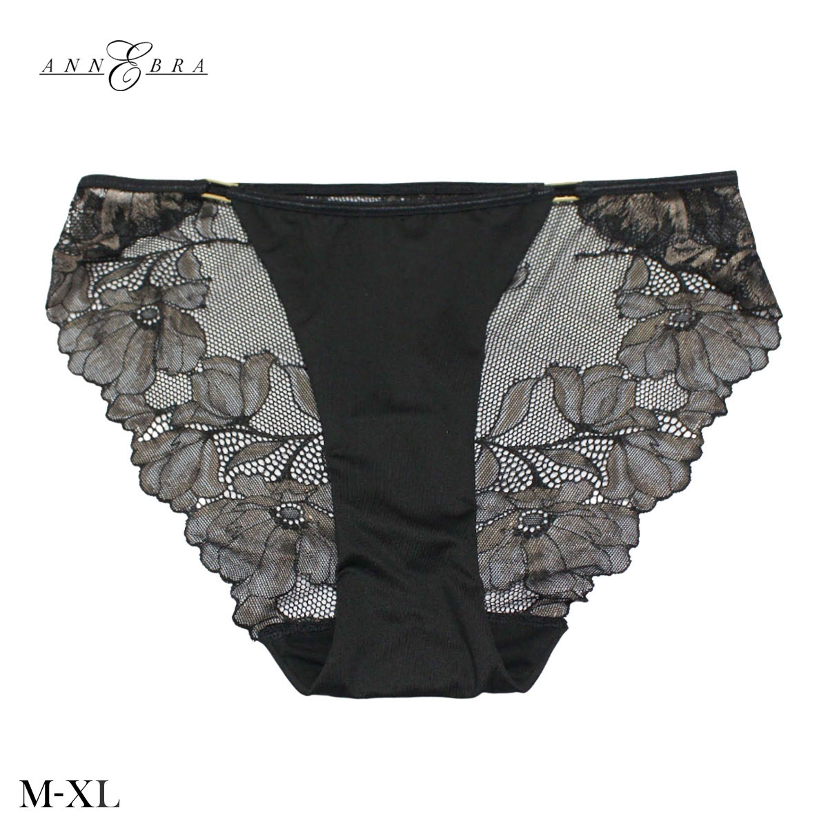 アンブラ Champagne Rose レース ノーマルショーツ レディース セクシー 総レース ハイレッグ 大きいサイズ レース 下着 ANNEBRA(BK-ブラック-M)