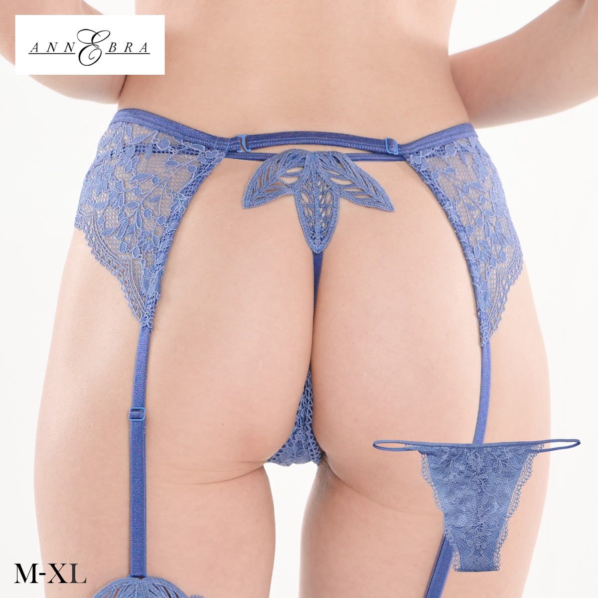 アンブラ Daphne モチーフレース Tバック ショーツ レディース セクシー 大きいサイズ ソング タンガ Gストリング ANNEBRA 下着(BU-ブルー-M)
