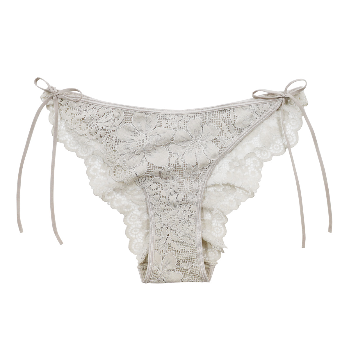 アンブラ ANNEBRA Pleat ノーマルショーツ 総レース サイドリボン 単品 セクシー ランジェリー インポート プレゼント 彼女 下着(BE-ベージュ-M)