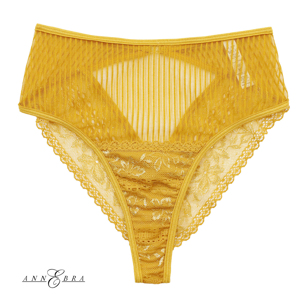 アンブラ ANNEBRA MOOD デザイン ハイウェストショーツ パンツ スタンダード レースショーツ 総レース バックオープン 単品(YE-イエロー-M)