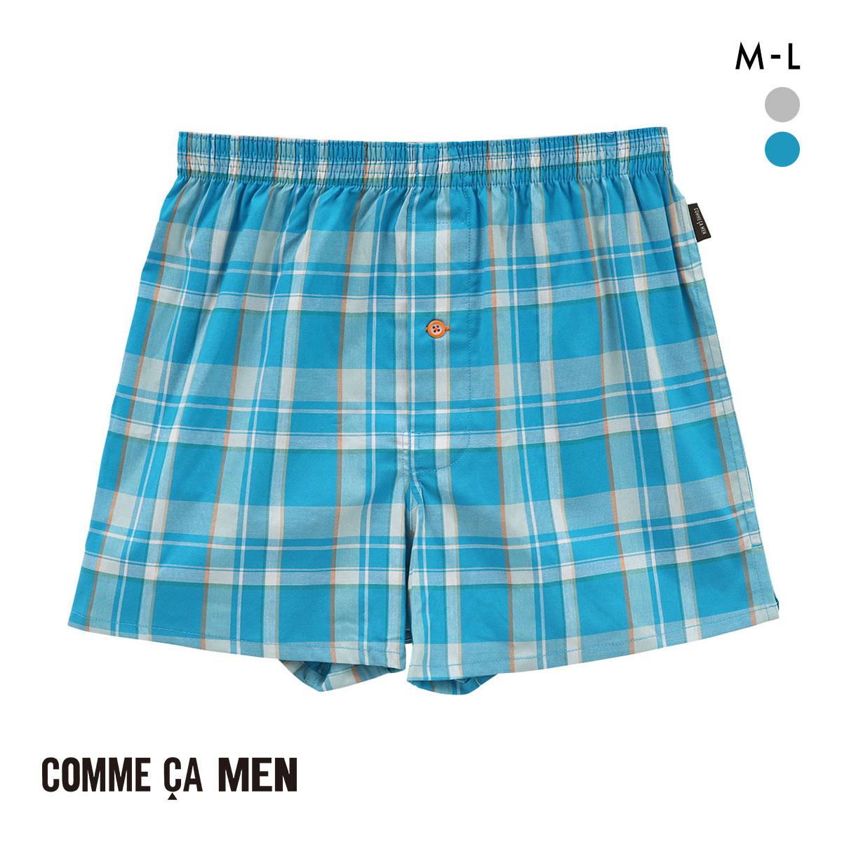 コムサメン チェック ストレッチトランクス メンズ COMME CA MEN 前あき アンダーウェア(BG-ブルーグリーン-M)