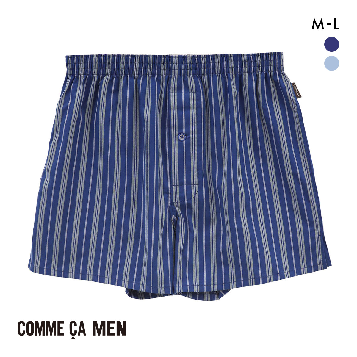 コムサメン ストライプ ストレッチトランクス メンズ COMME CA MEN 前あき アンダーウェア(NV-ネイビー-M)