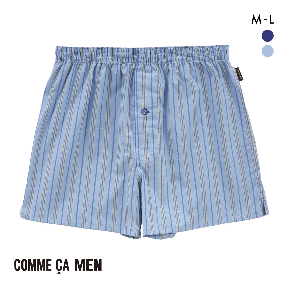 コムサメン ストライプ ストレッチトランクス メンズ COMME CA MEN 前あき アンダーウェア(SX-サックス-M)