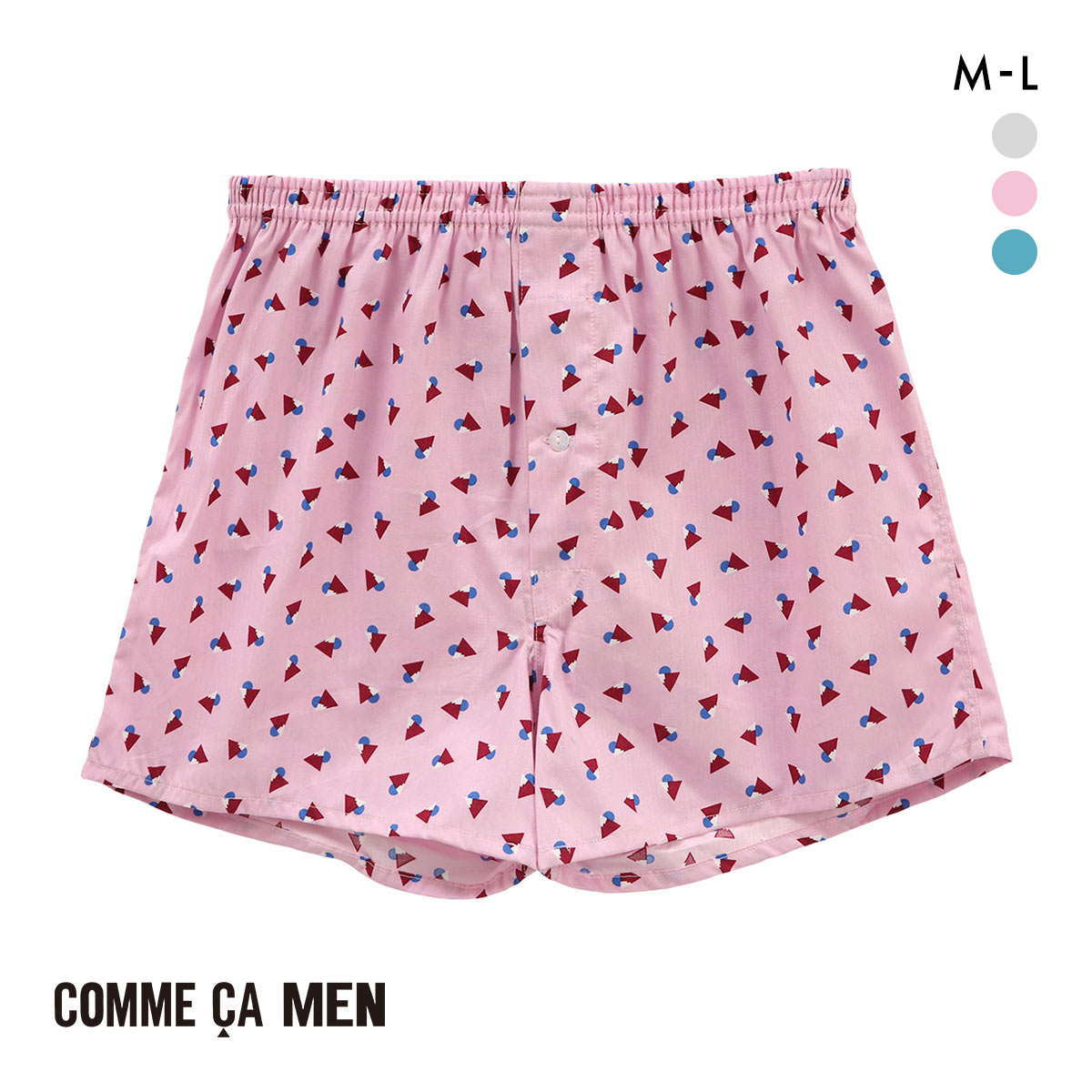 コムサメン Discovering Japan 富士山 トランクス メンズ COMME CA MEN 前あき アンダーウェア(PI-ピンク-M)