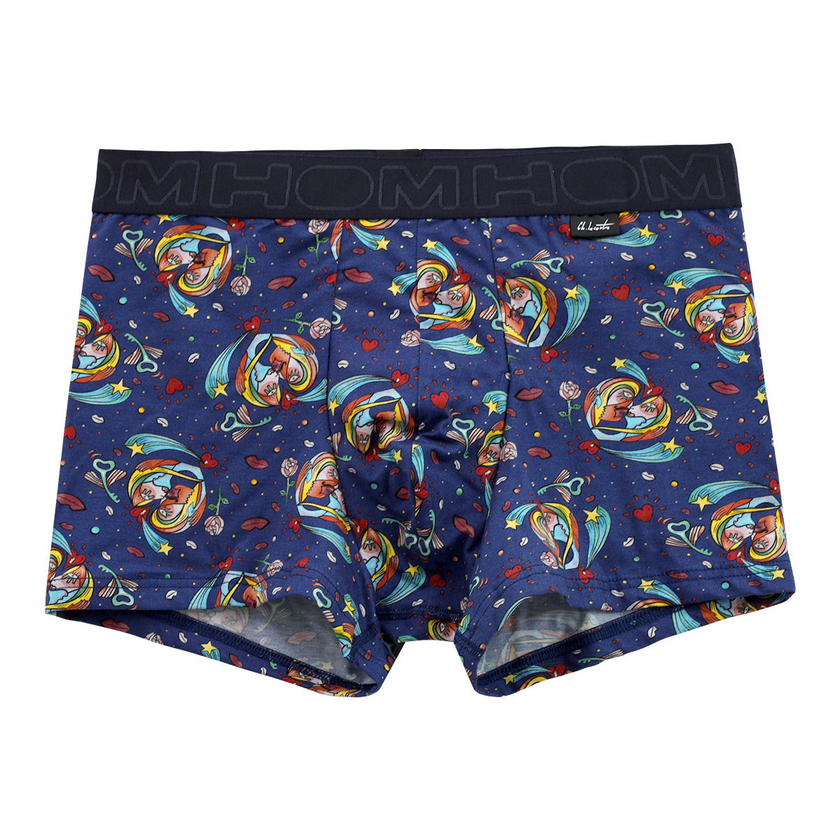 オム HOM BIG BISOUS BOXER BRIEFS ボクサーパンツ メンズ 前とじ アンダーウェア(NV-ネイビー-S(日本M))