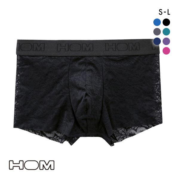 オム HOM Japan Special Collection TRUNK フリーカットレース ボクサーパンツ メンズ 前閉じ(BK-ブラック-S(日本M))