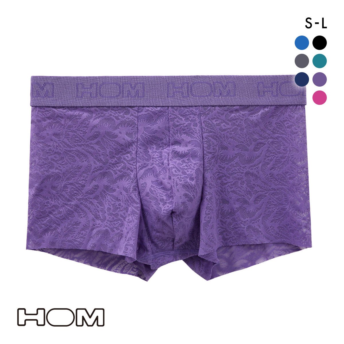 オム HOM Japan Special Collection TRUNK フリーカットレース ボクサーパンツ メンズ 前閉じ(PU-パープル-S(日本M))