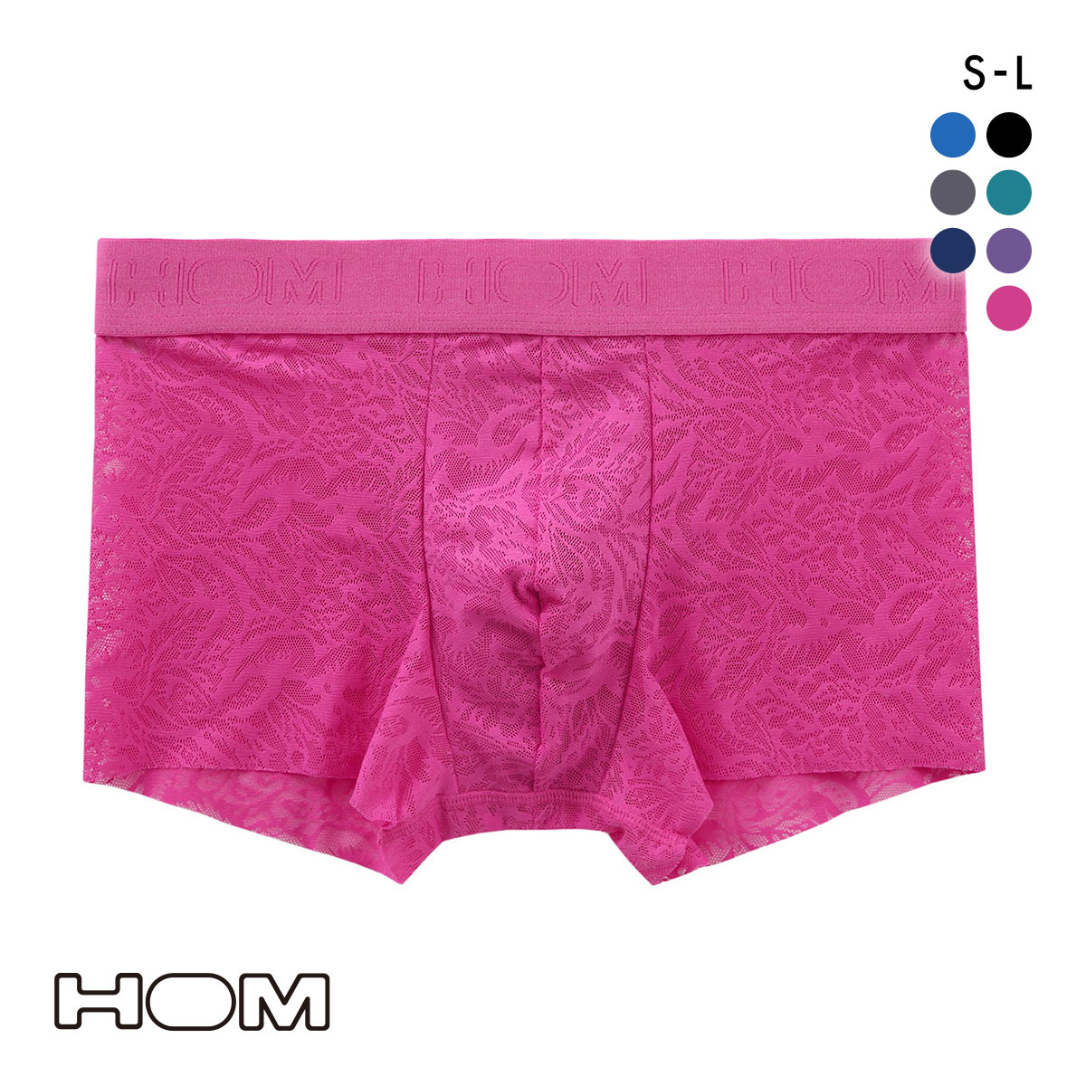 オム HOM Japan Special Collection TRUNK フリーカットレース ボクサーパンツ メンズ 前閉じ(PI-ピンク-S(日本M))