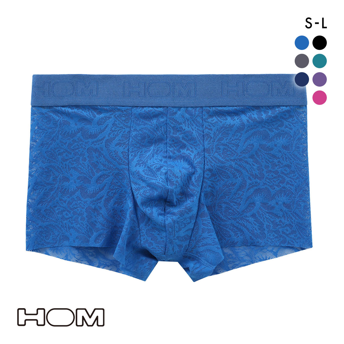 オム HOM Japan Special Collection TRUNK フリーカットレース ボクサーパンツ メンズ 前閉じ(BU-ブルー-S(日本M))
