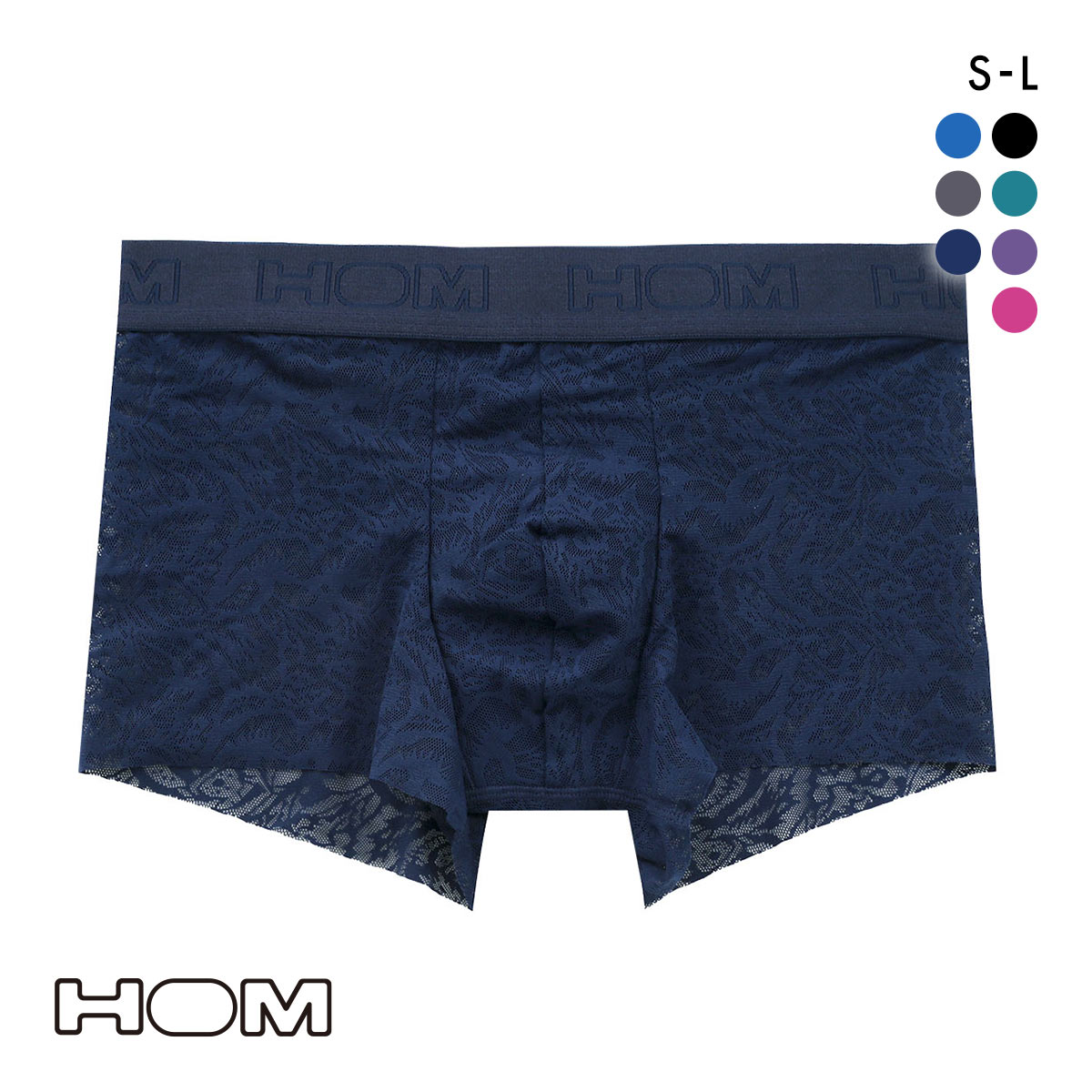 オム HOM Japan Special Collection TRUNK フリーカットレース ボクサーパンツ メンズ 前閉じ(NV-ネイビー-S(日本M))