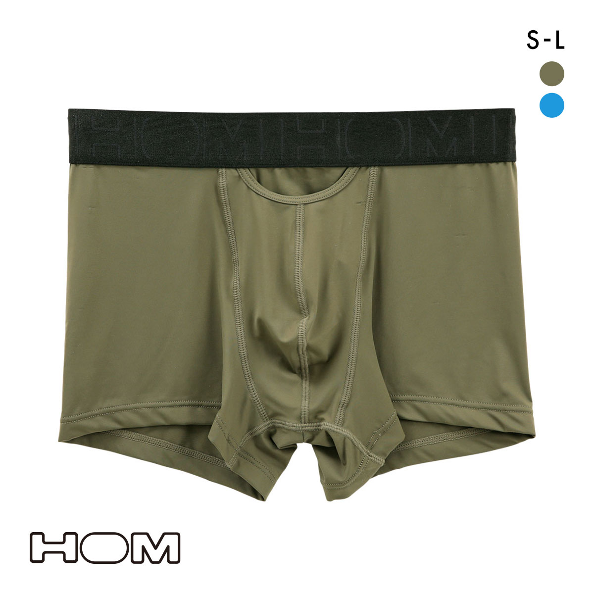 オム Japan Special Collection BOXER BRIEFS HO1 ボクサーパンツ メンズ HOM 前開き アンダーウェア 無地 ソリッド(KH-カーキ-S)