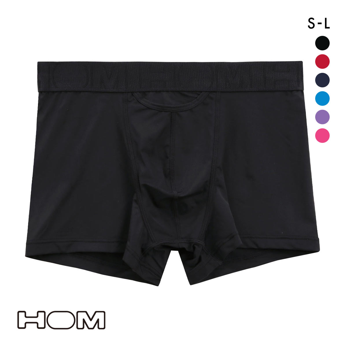 オム HOM Japan Special Collection BOXER BRIEFS HO1 ボクサーパンツ メンズ 前開き アンダーウェア 無地 ソリッド(BK-ブラック-S(日本M))