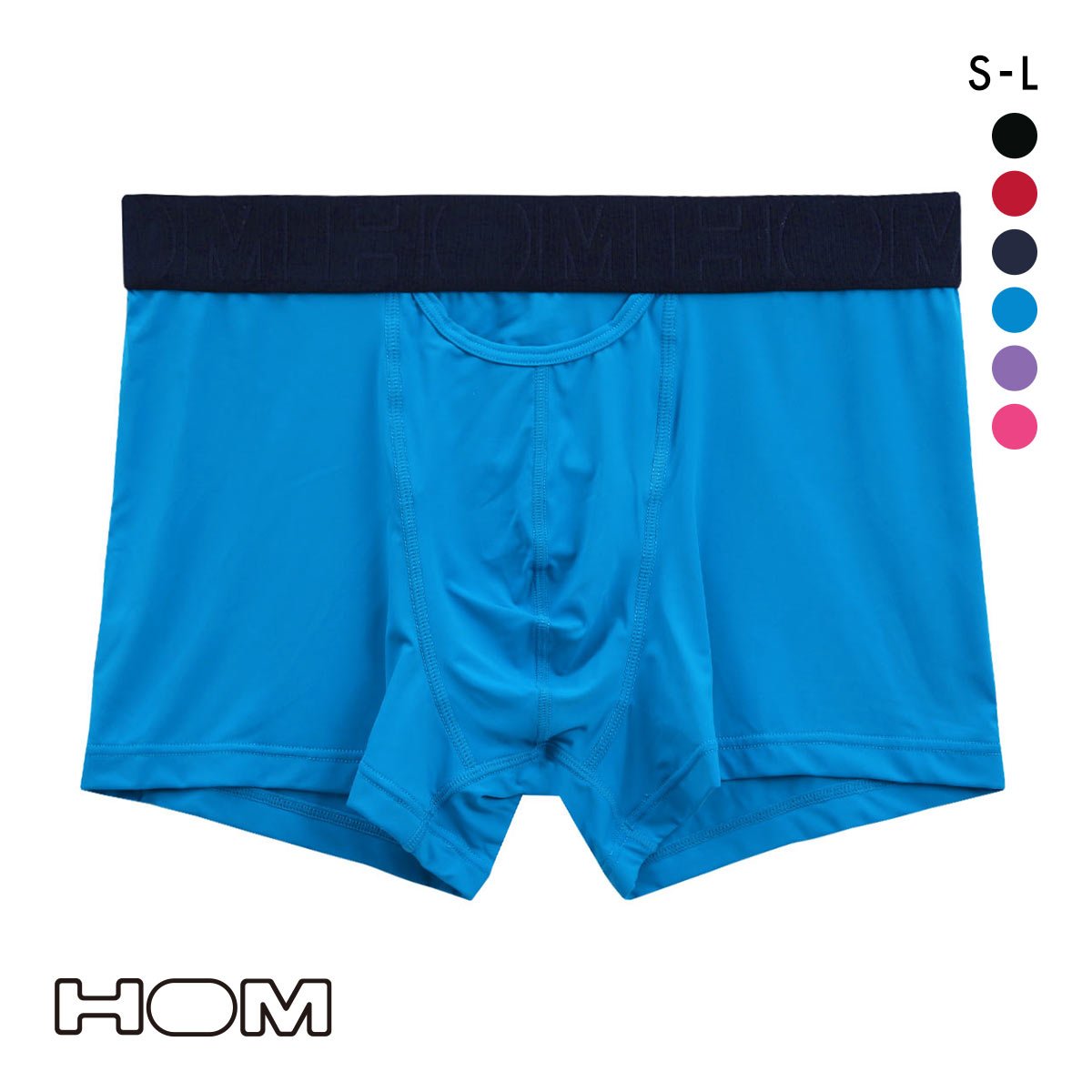 オム HOM Japan Special Collection BOXER BRIEFS HO1 ボクサーパンツ メンズ 前開き アンダーウェア 無地 ソリッド(BU-ブルー-S(日本M))