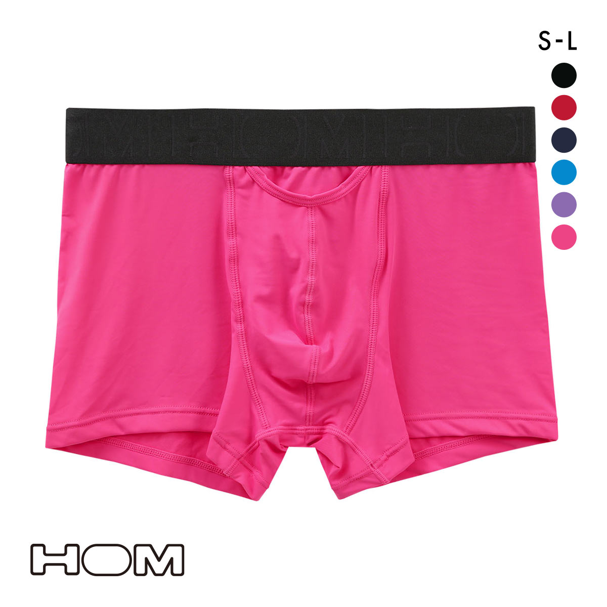 オム HOM Japan Special Collection BOXER BRIEFS HO1 ボクサーパンツ メンズ 前開き アンダーウェア 無地 ソリッド(PI-ピンク-S(日本M))