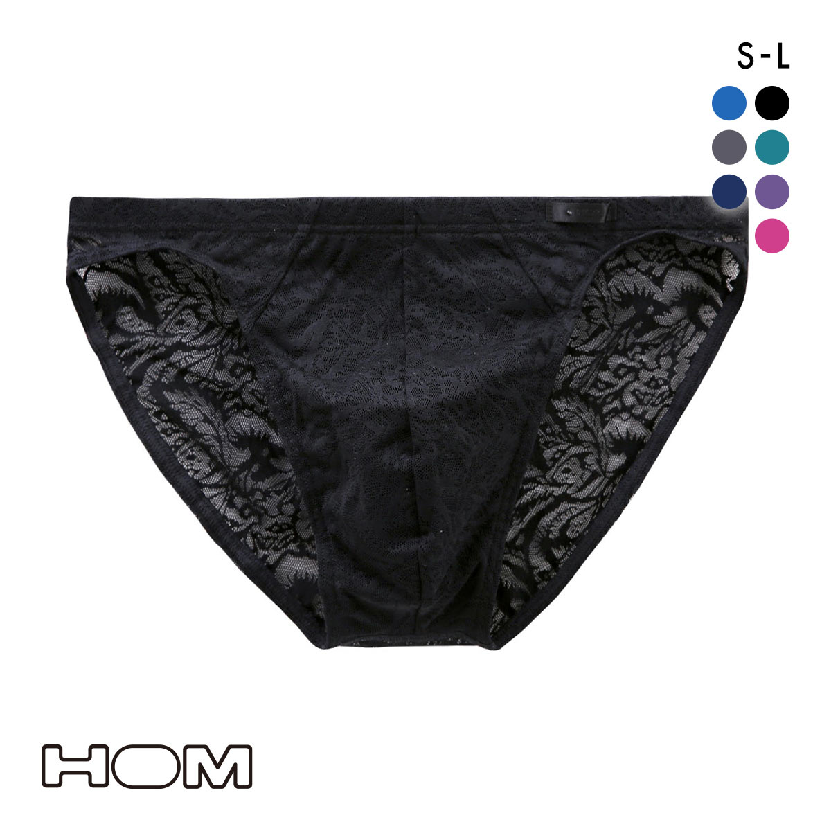 オム HOM Japan Special Collection COMFORT MICRO BRIEFS 総レース ブリーフ メンズ ビキニ(BK-ブラック-S(日本M))
