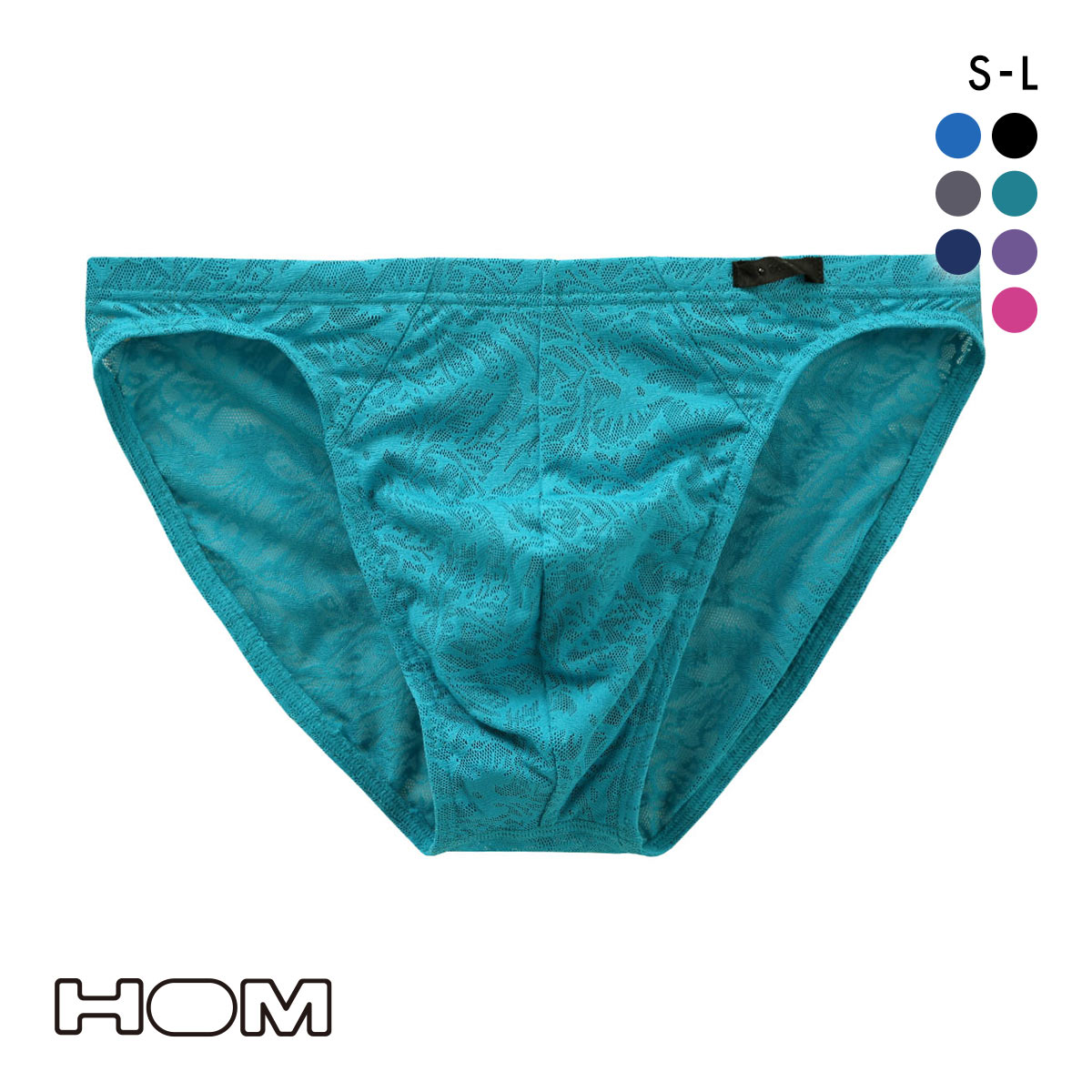オム HOM Japan Special Collection COMFORT MICRO BRIEFS 総レース ブリーフ メンズ ビキニ(BG-ブルーグリーン-S(日本M))
