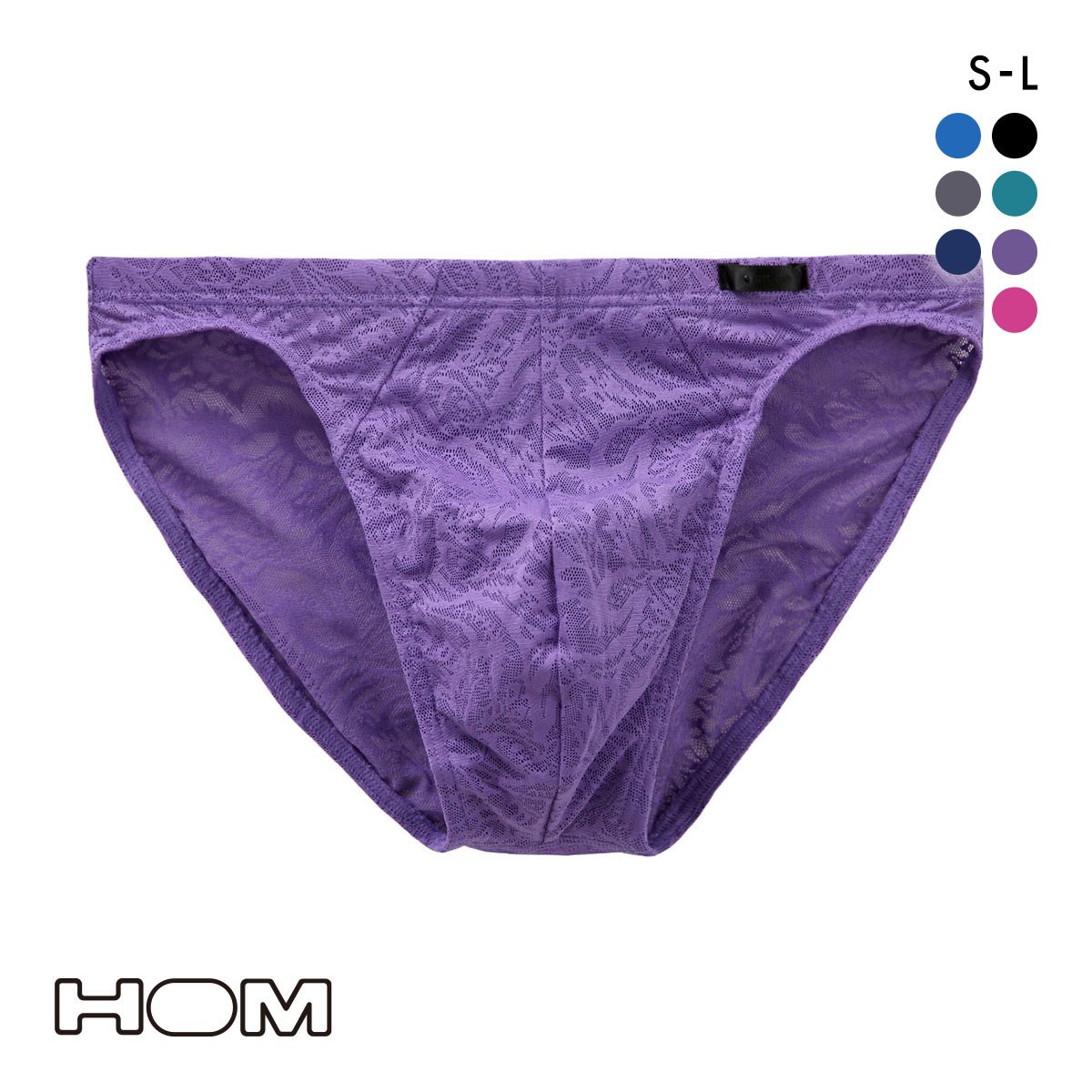 オム HOM Japan Special Collection COMFORT MICRO BRIEFS 総レース ブリーフ メンズ ビキニ(PU-パープル-S(日本M))