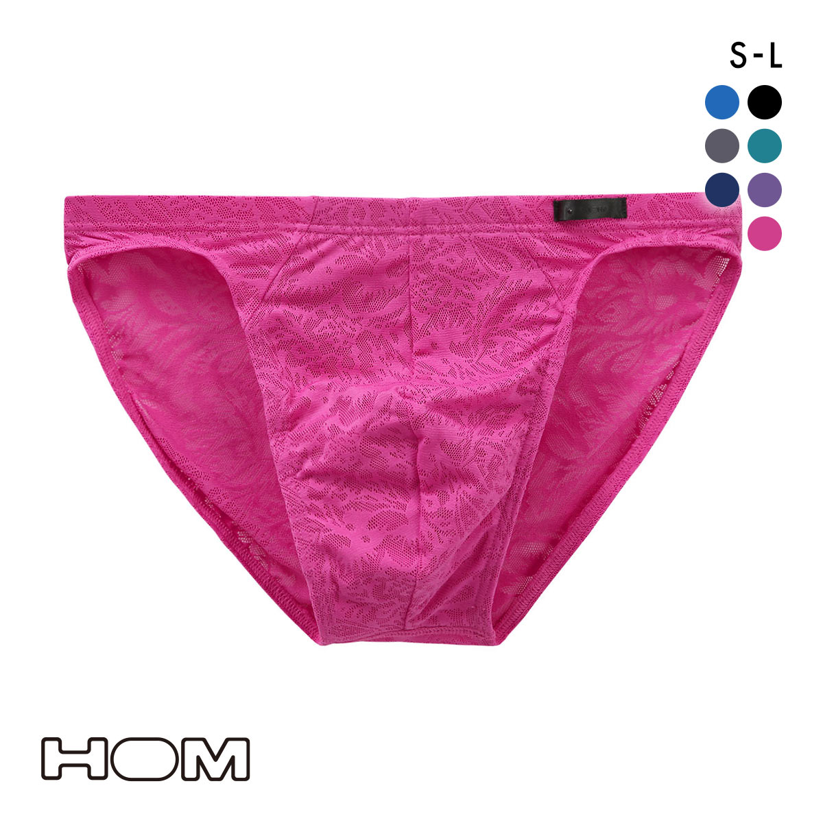 オム HOM Japan Special Collection COMFORT MICRO BRIEFS 総レース ブリーフ メンズ ビキニ(PI-ピンク-S(日本M))