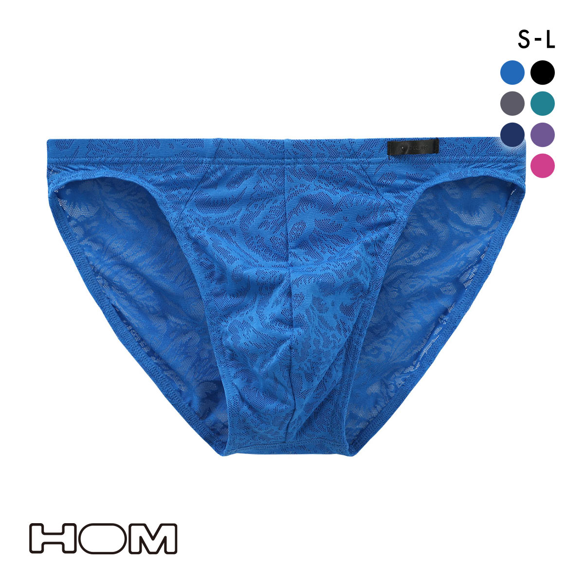 オム HOM Japan Special Collection COMFORT MICRO BRIEFS 総レース ブリーフ メンズ ビキニ(BU-ブルー-S(日本M))