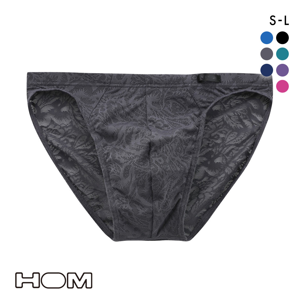 オム HOM Japan Special Collection COMFORT MICRO BRIEFS 総レース ブリーフ メンズ ビキニ(GY-グレー-S(日本M))