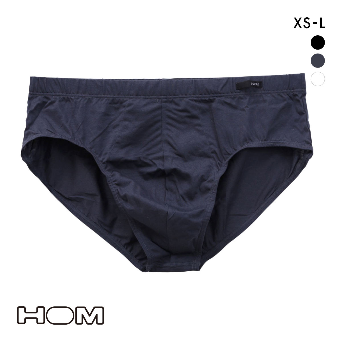 オムHOM MINI BRIEFS COTTON フルバック ビキニ ブリーフ メンズ 前とじ 無地(CGY-チャコール-XS)