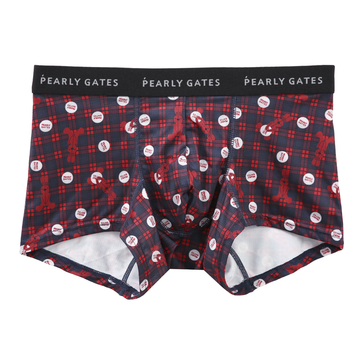パーリーゲイツ PEARLY GATES ウサギチェック柄 ボクサーパンツ 専用ポーチ入り メンズ 前とじ アンダーウェア(RE-レッド-M)
