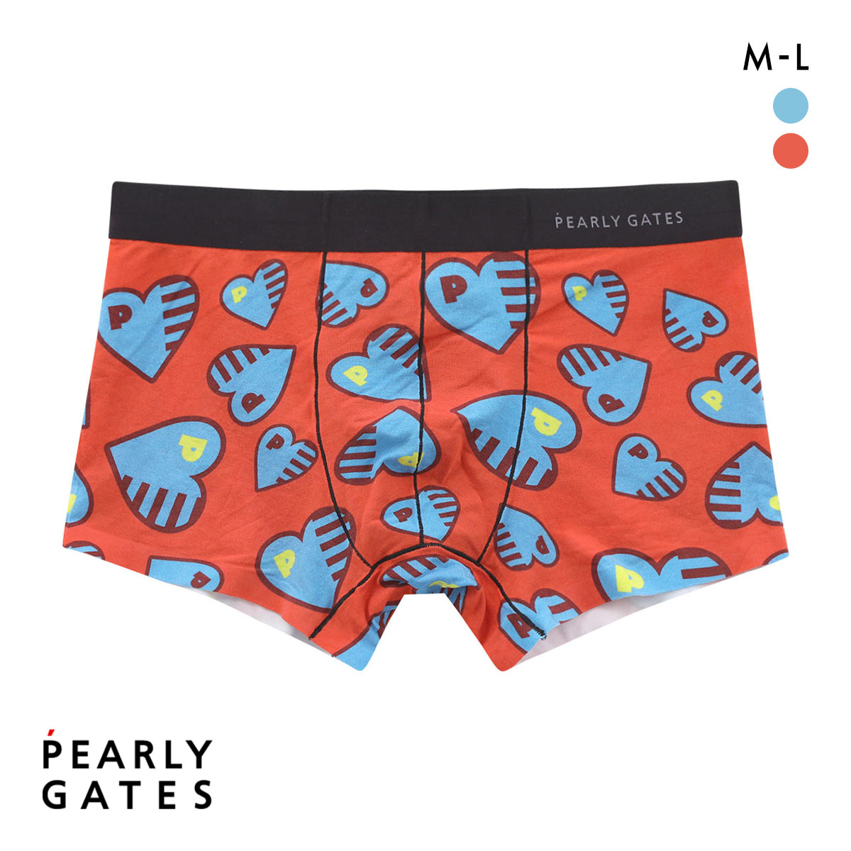 パーリーゲイツ Pハート ボクサーパンツ メンズ 前とじ アンダーウェア PEARLY GATES(RE-レッド-M)