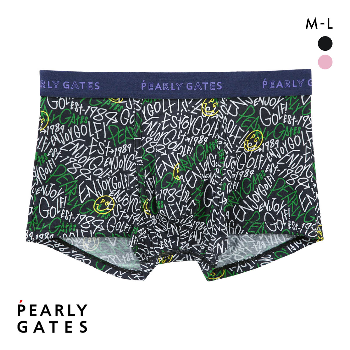 パーリーゲイツ ストリートロゴ ボクサーパンツ メンズ 前とじ アンダーウェア PEARLY GATES(BK-ブラック-M)