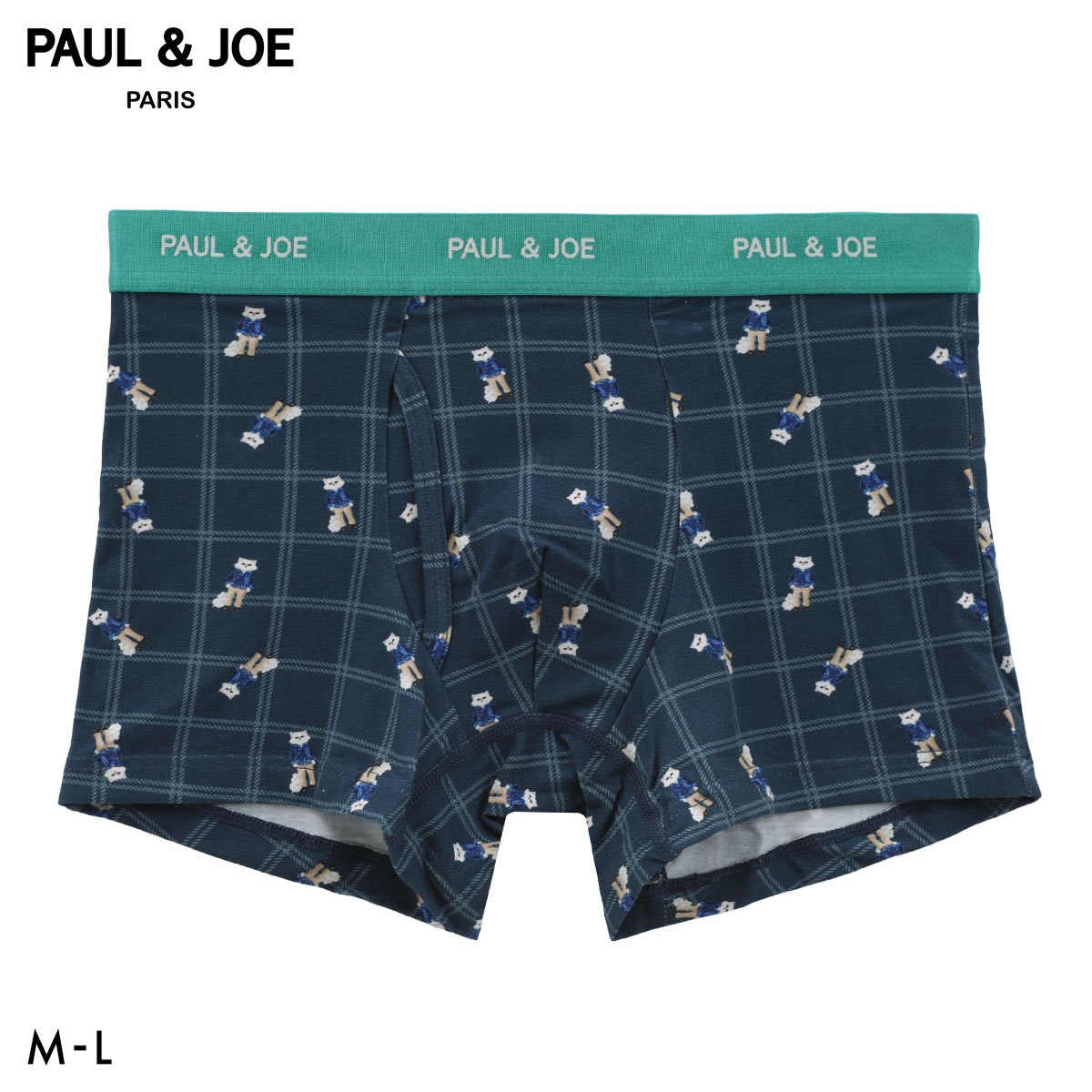 ポール ＆ ジョー ジプシー＆チェック柄 ボクサーパンツ メンズ 前あき アンダーウェア PAUL & JOE(DBU-濃ブルー-M)