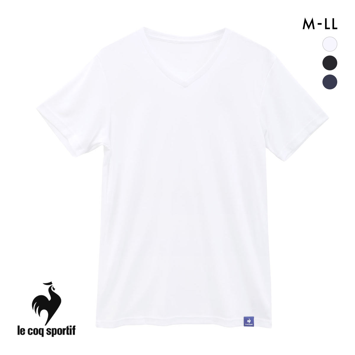 ルコックスポルティフ ハニカムメッシュ Vネック 半袖 Tシャツ インナー メンズ le coq sportif(WH-ホワイト-M)