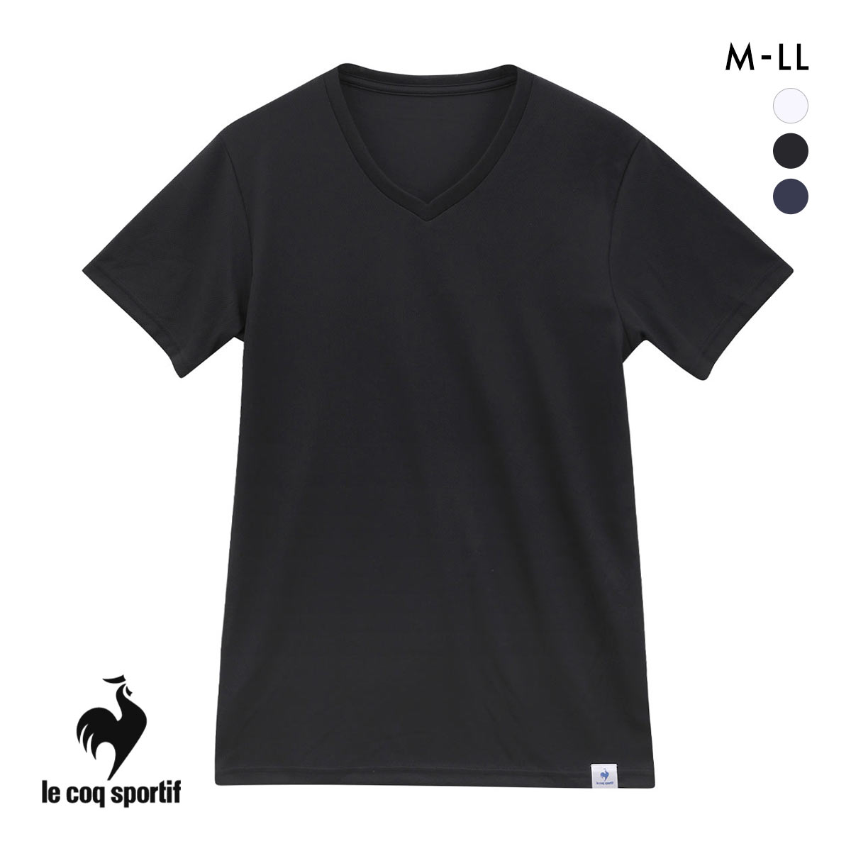 ルコックスポルティフ ハニカムメッシュ Vネック 半袖 Tシャツ インナー メンズ le coq sportif(BK-ブラック-M)
