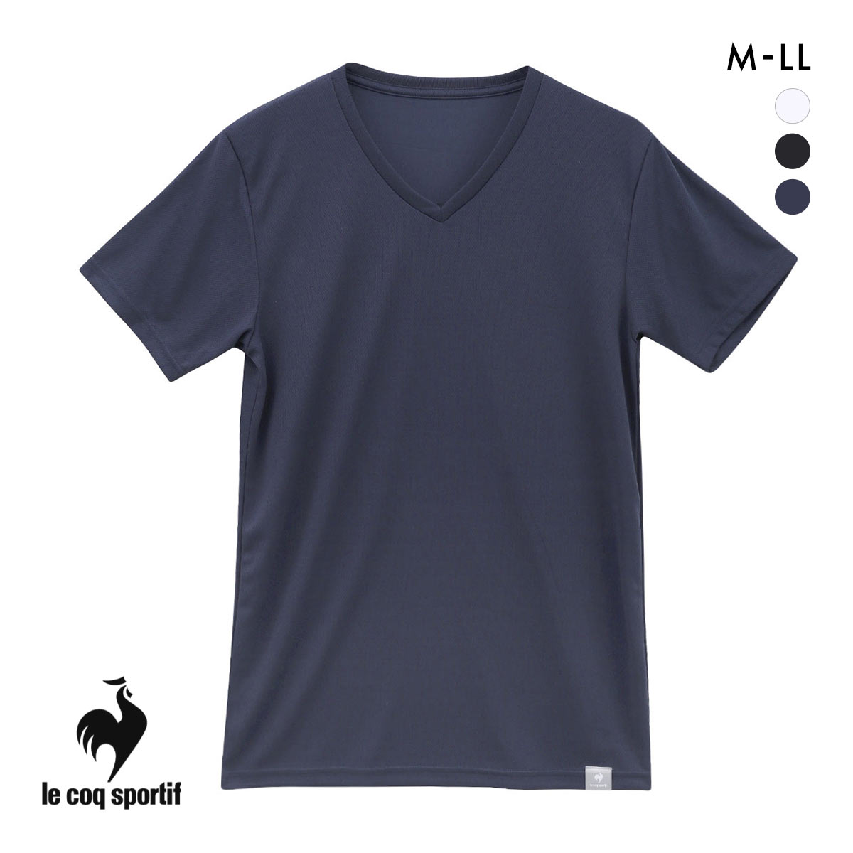 ルコックスポルティフ ハニカムメッシュ Vネック 半袖 Tシャツ インナー メンズ le coq sportif(NV-ネイビー-M)