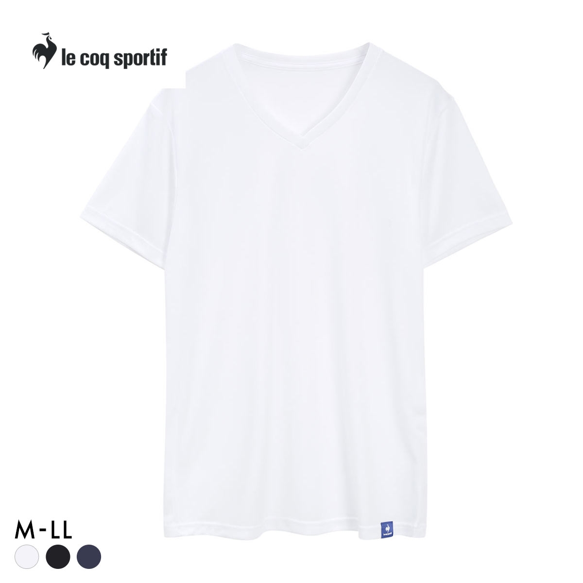 ルコックスポルティフ ハニカムメッシュ Vネック 半袖シャツ メンズ インナー le coq sportif(WH-ホワイト-M)