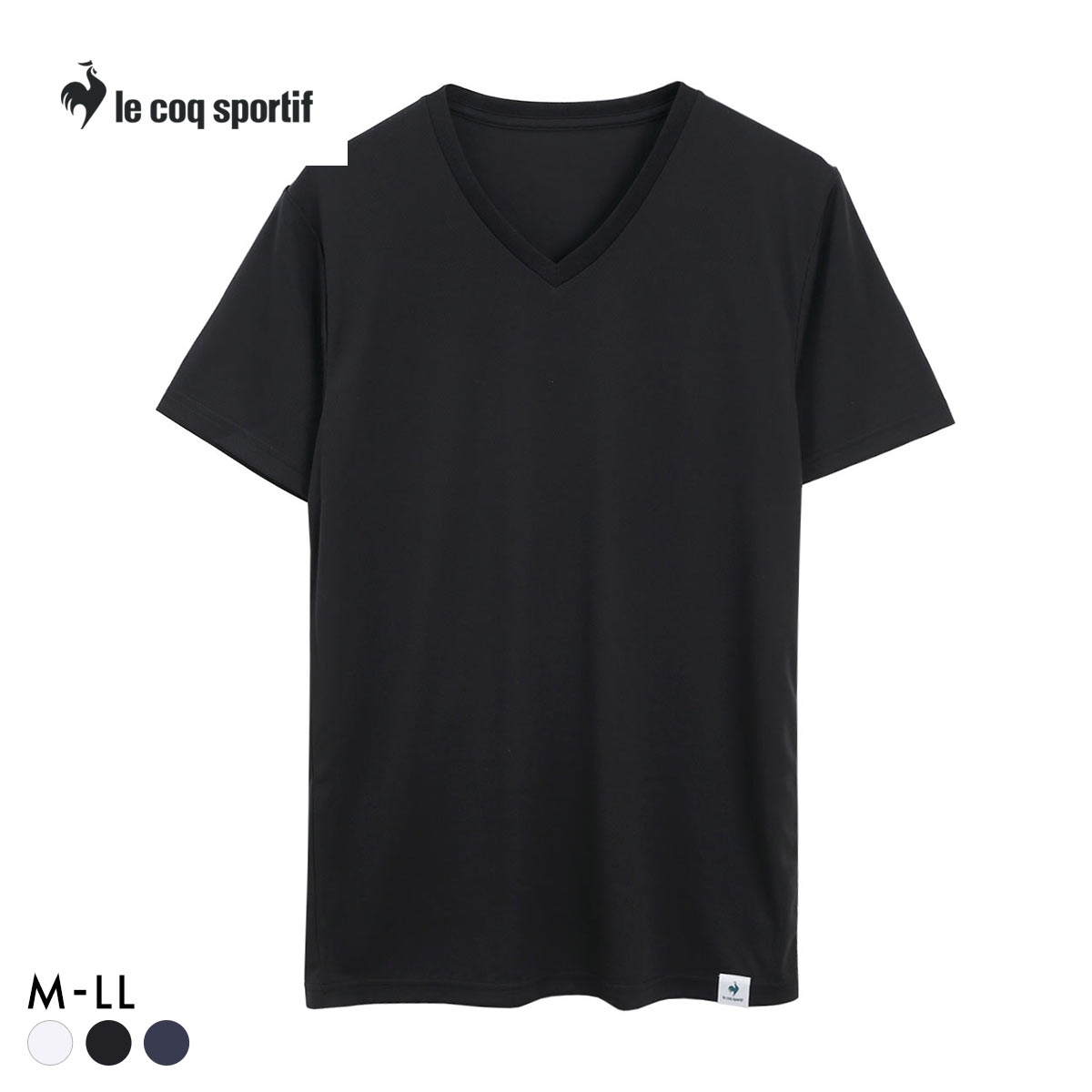 ルコックスポルティフ ハニカムメッシュ Vネック 半袖シャツ メンズ インナー le coq sportif(BK-ブラック-M)